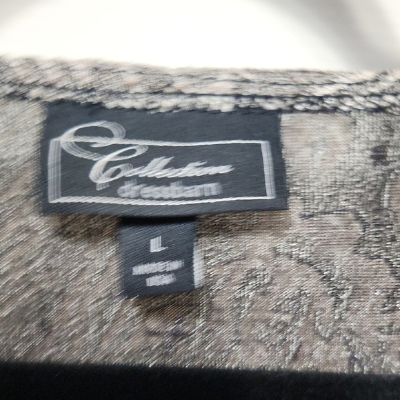 Dress Barn Silver Gray with Floral design V-Neck Sequined Blouse size Large - Picture 3 of 6